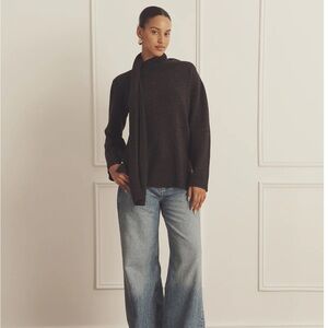 Naadam Luxe Cashmere Asymmetrical Turtleneck with Scarf